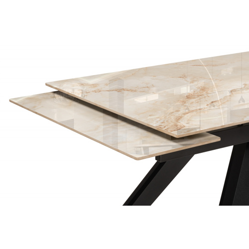 Керамический стол Морсби 140(200)х80х80 butterfly onyx beige, черный