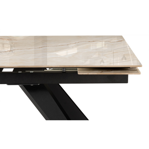 Керамический стол Морсби 140(200)х80х80 butterfly onyx beige, черный