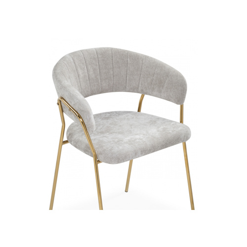 Стул на металлокаркасе Kamelia 1 light gray fabric, gold