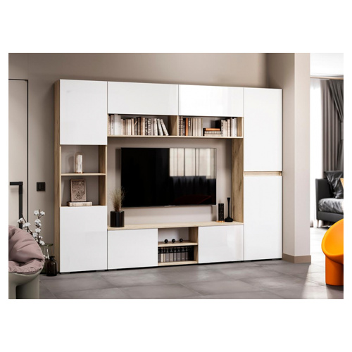 ТВ-тумба Алетра ТБ01-1600 дуб крафт серый, глянец белый