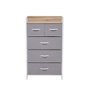 Комод Ноа 5 ящ., Каркас Белый, Светло-серый Белый Лён искусственный