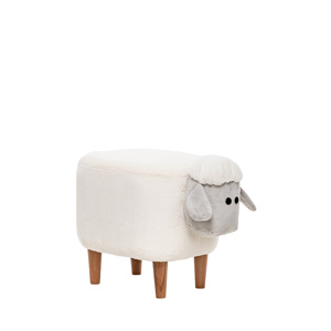 Пуф Lamb COMBI Искусственный мех Молочный, компаньон серый