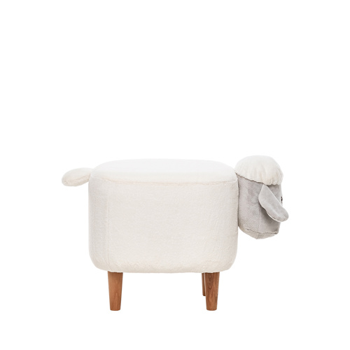 Пуф Lamb COMBI Искусственный мех Молочный, компаньон серый