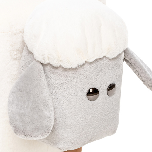 Пуф Lamb COMBI Искусственный мех Молочный, компаньон серый